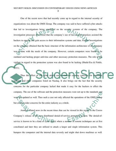 Security Roles: Contemporary Issues Using News Investigations