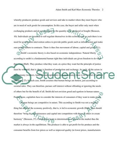 Adam Smith and Karl Marx Economic Theories