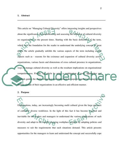 Managing Cultural Diversity