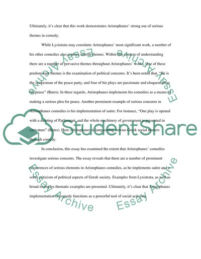 Dose Aristophanes have a serious purpose to his comidies