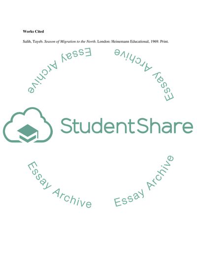 Response paper on Season of Migration to the North