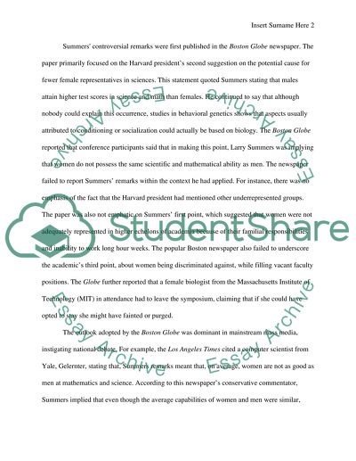 Analysis of Media Coverage of the Summers Controversy