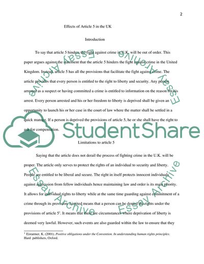 Effects of Article 5 in the UK