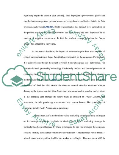 Super Jams Critical Success Factors and Strategic Future Growth