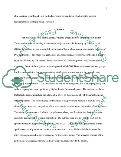 Acupuncture in Treating Infertility