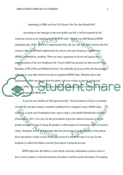 Implanting a CHIP on Every US Citizen: We Can, But Should We