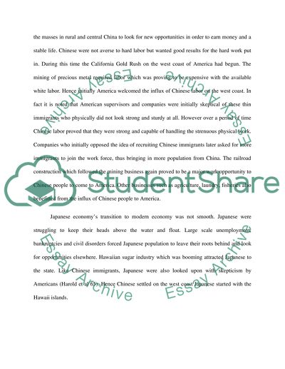 Immigration History of the Chinese and the Japanese