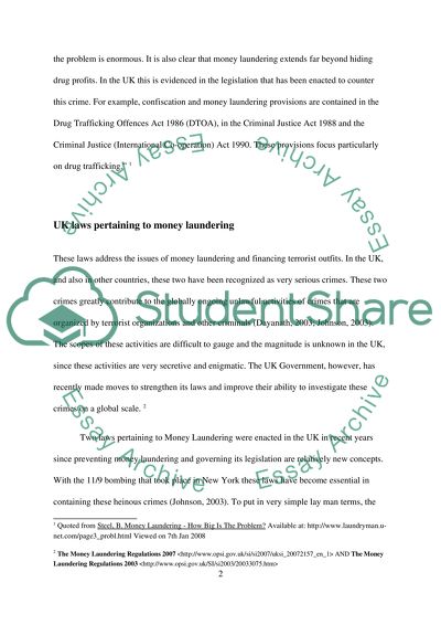 Explain the content and effect of the UK law relating to money laundering
