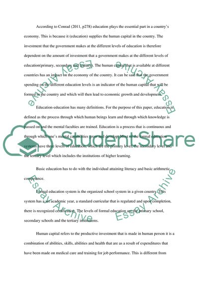 The Effect of Education on Economics Growth