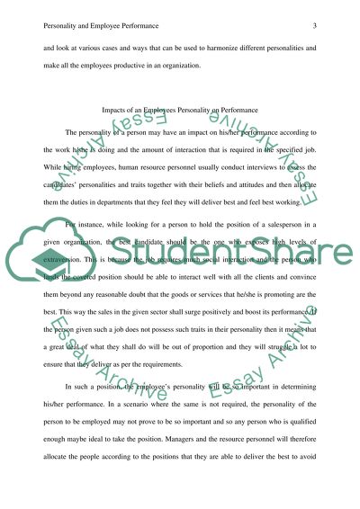 Personality and Employee Performance