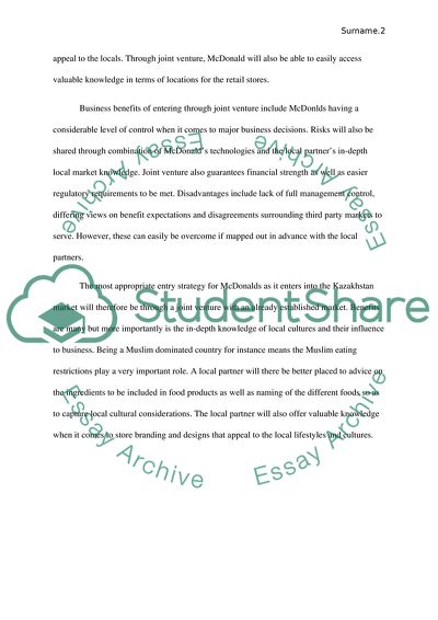 McDonalds Enters Kazakhstan: Market Entry Strategy