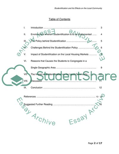 Studentification and Its Effects on the Local Community