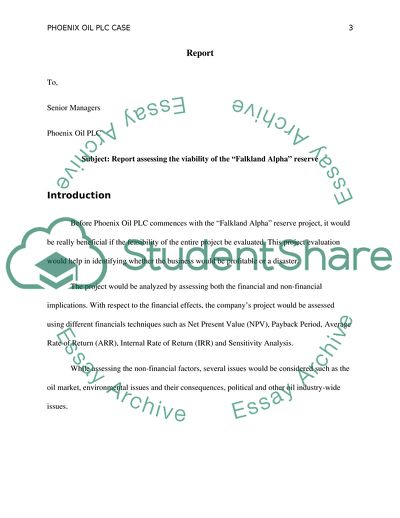 Phoenix Oil Plc - the Viability of the Falkland Alpha Reserve