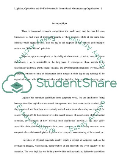 Environmental Aspect of Logistics Management