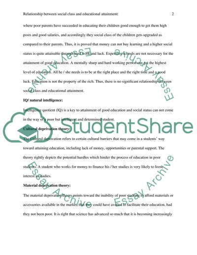Relationship between Social Class and Educational Attainment