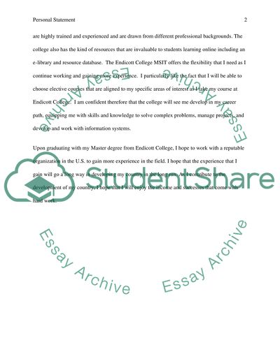 Masters of science in I.T. progam