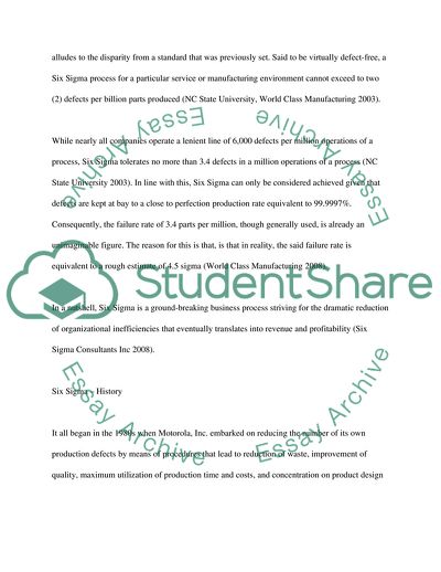 Six Sigma: A Global Tool for Product and Service Perfection