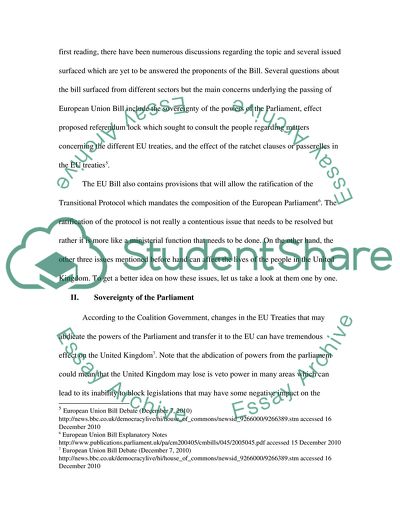 Understanding the Issues and Concerns Involving the European Union Bill 2010