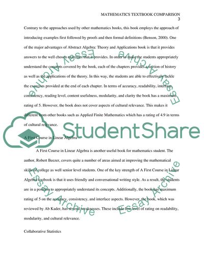 Mathematics Textbooks Comparison