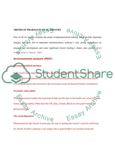 Analysis of Sanofi-Aventis-Aventis Strategy