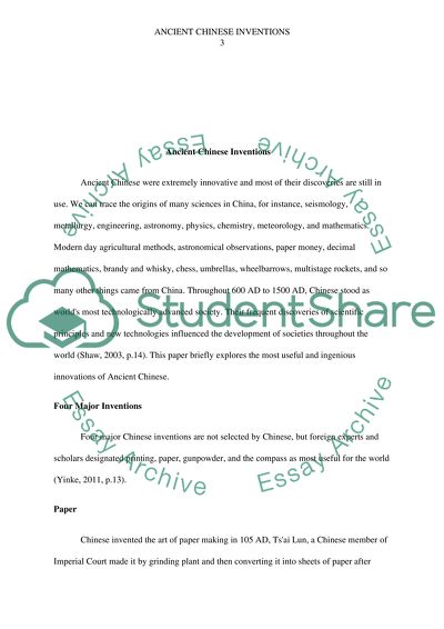 Ancient Chinese Contributions