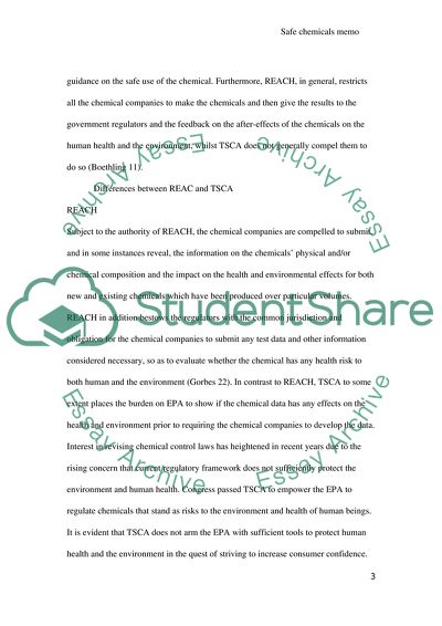 Safe Chemicals Act Memo