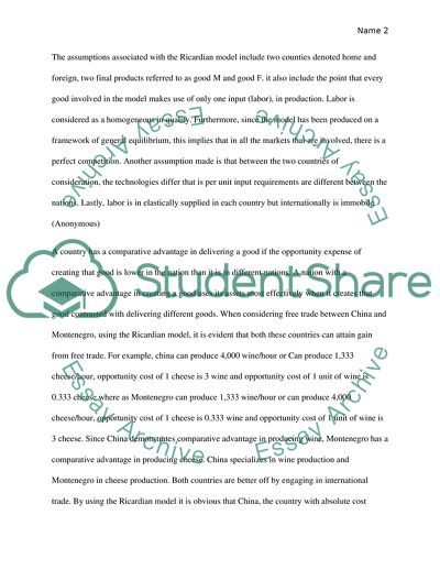 The Ricardian Model of International Trade
