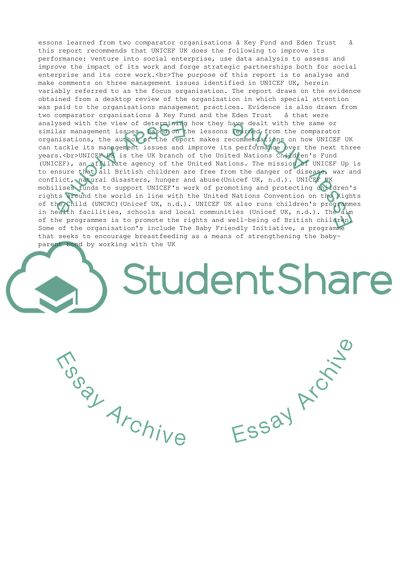 Analysis of Key Management Issues in UNICEF UK