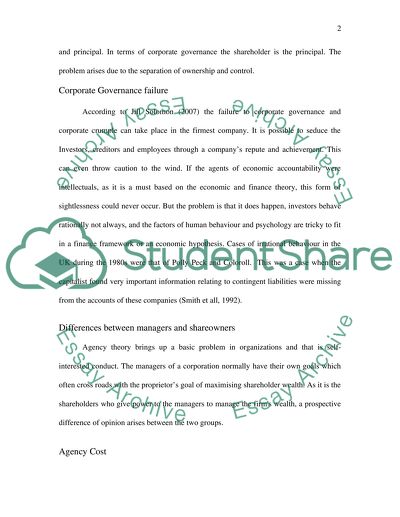 The Nexus between agency theory and corporate governance
