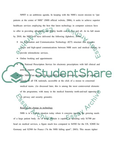 Challenges for Implementing the National Programme for Information Technology