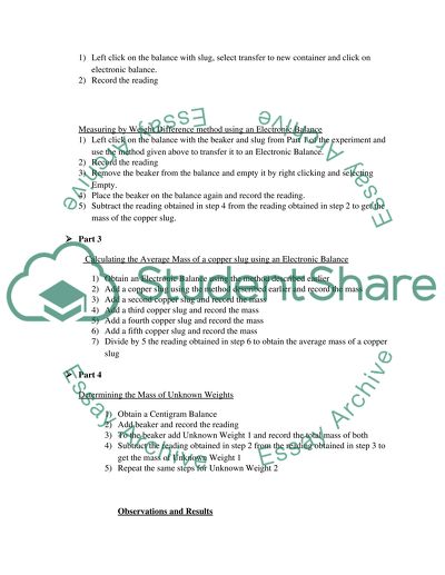 Measuring Mass Using a Centigram and an Electronic Balance