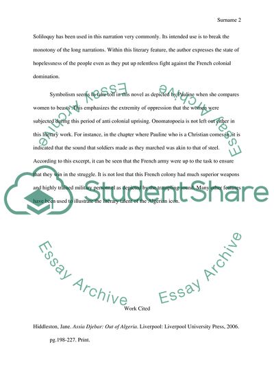 The Literary Work by Assia Djebar