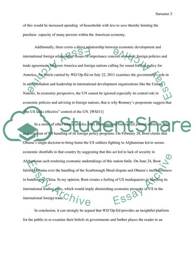 Journal opinion article about an economic issue of current interest to Wall Street Journal readers