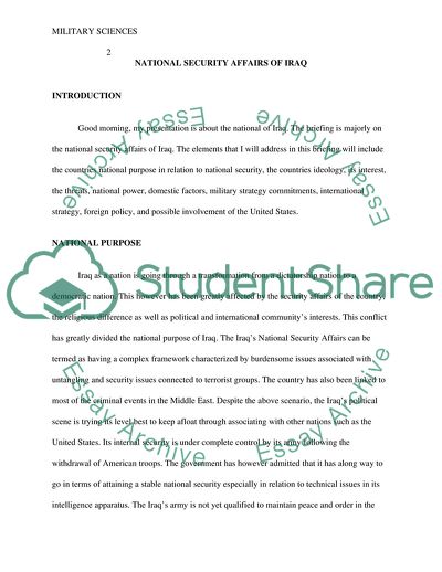 National Security Affairs of Iraq