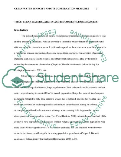 Clean Water Scarcity and Its Conservation Measures