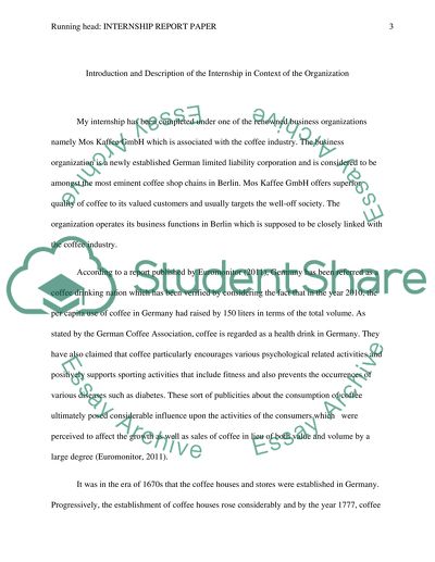 Introduction and Description of the Internship in Context of the Organization