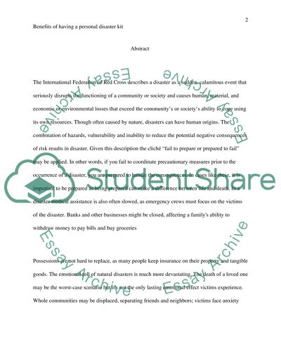 Benefits of having a personal disaster kit