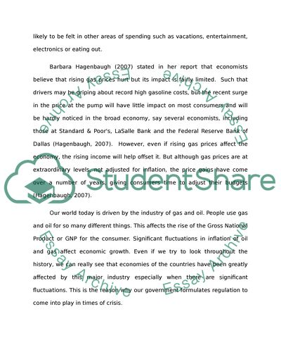 Gas Price effect on the economy