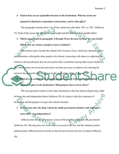 Jeffersons Declaration of Independence