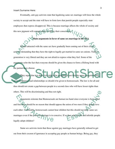 Arguments Opposing and in Favor of Same-Sex Marriage in the USA
