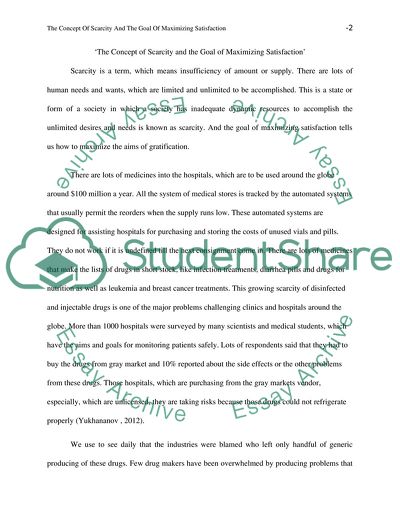 The Concept of Scarcity and the Goal of Maximizing Satisfaction