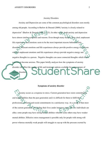 Treatments and Symptoms of Anxiety Disorders