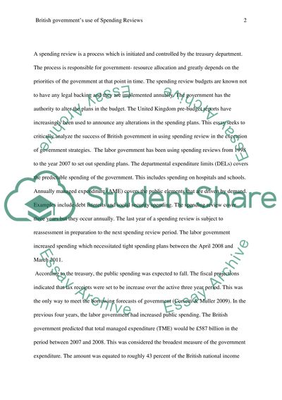 British Governments Use of Spending Reviews