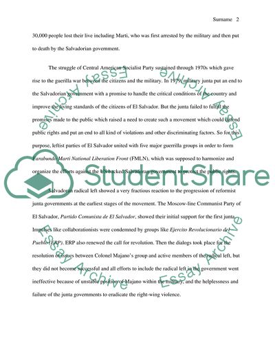 The Salvadorean Experience During the Civil War