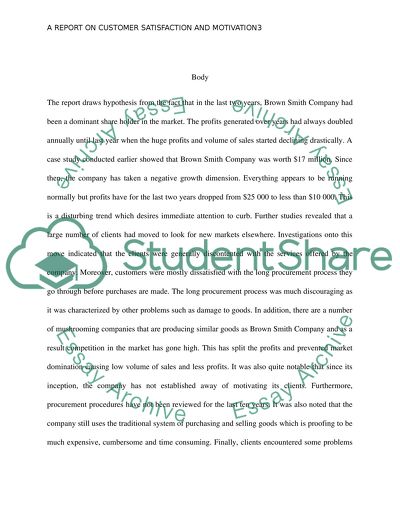 A Report on Customer Satisfaction and Motivation at Brown Smith Company