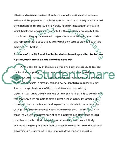 Equality and Diversity - Discrimination within the Provision of Healthcare