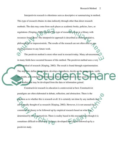 Positivist, Interpretive and Constructivist Approaches in Social and Educational Studies