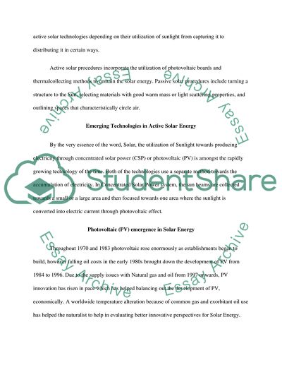 Emerging Technology in Solar Energy