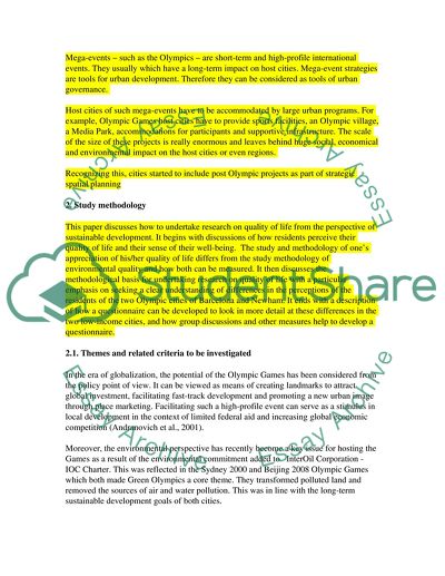 Mega Sustainable Urban Development in East London and Barcelona during Hosting the Olympic Games