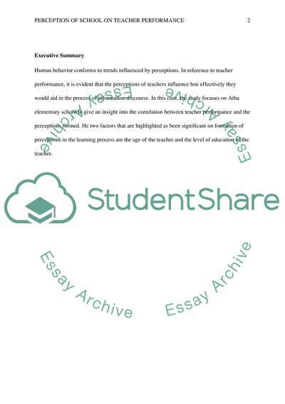 Effects of High Perception of School on Teacher Performance: Atha Elementary School